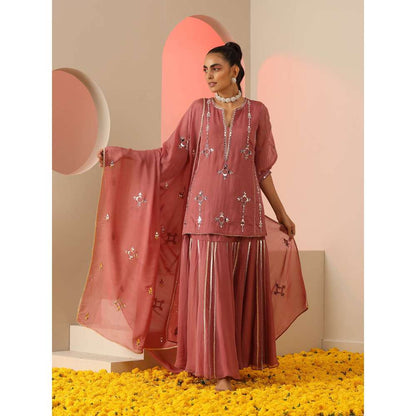 Kudi Pataka Designs Sumedha Pink Kurta With Skirt & Dupatta (Set of 3)