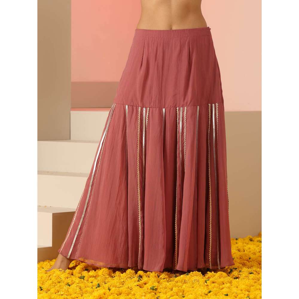 Kudi Pataka Designs Sumedha Pink Kurta With Skirt & Dupatta (Set of 3)