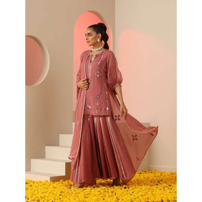 Kudi Pataka Designs Sumedha Pink Kurta With Skirt & Dupatta (Set of 3)