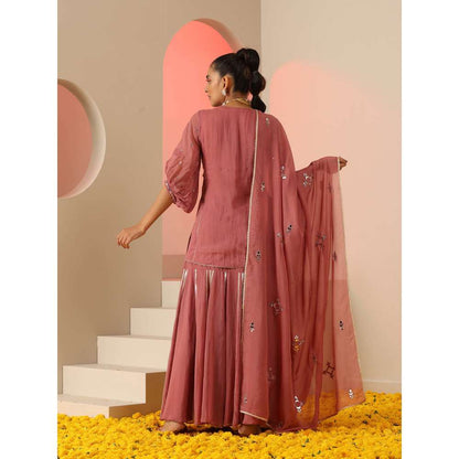 Kudi Pataka Designs Sumedha Pink Kurta With Skirt & Dupatta (Set of 3)