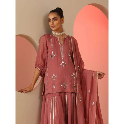 Kudi Pataka Designs Sumedha Pink Kurta With Skirt & Dupatta (Set of 3)