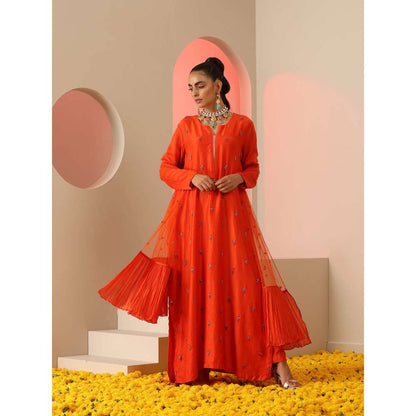 Kudi Pataka Designs Urvashi Orange Kurta With Pant & Dupatta (Set of 3)