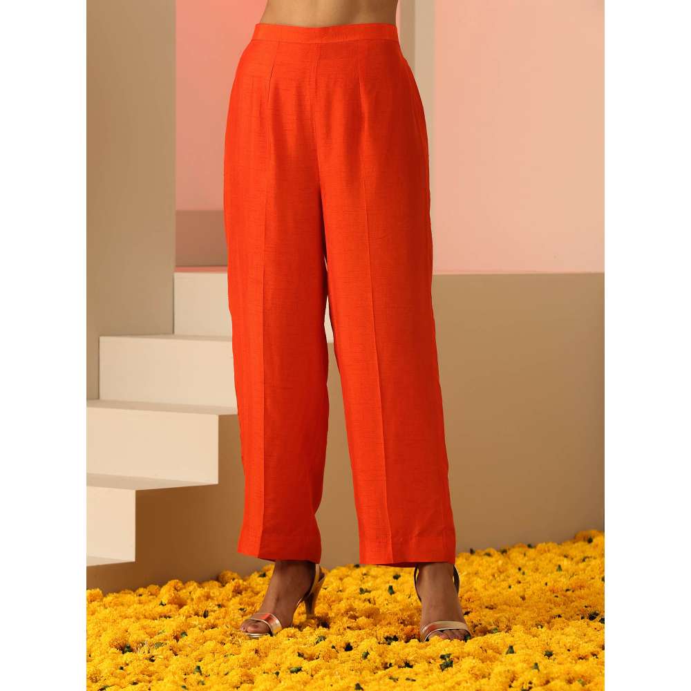 Kudi Pataka Designs Urvashi Orange Kurta With Pant & Dupatta (Set of 3)
