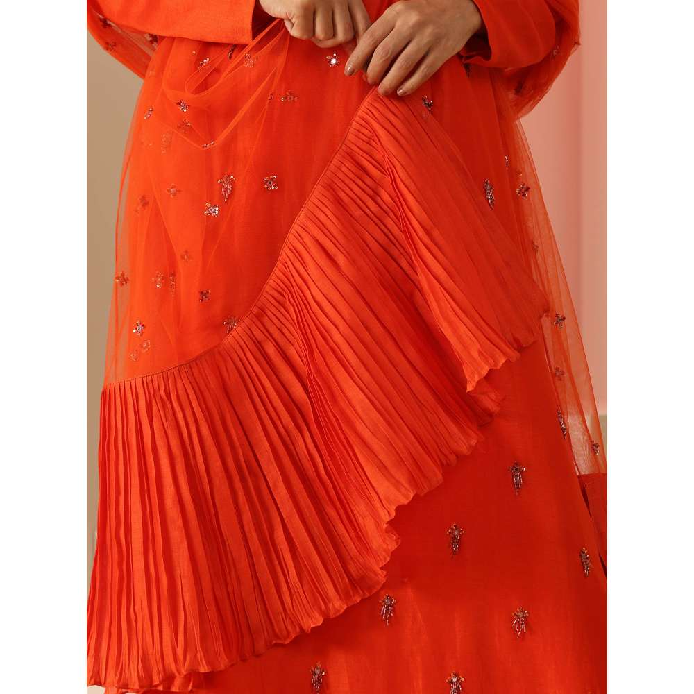 Kudi Pataka Designs Urvashi Orange Kurta With Pant & Dupatta (Set of 3)