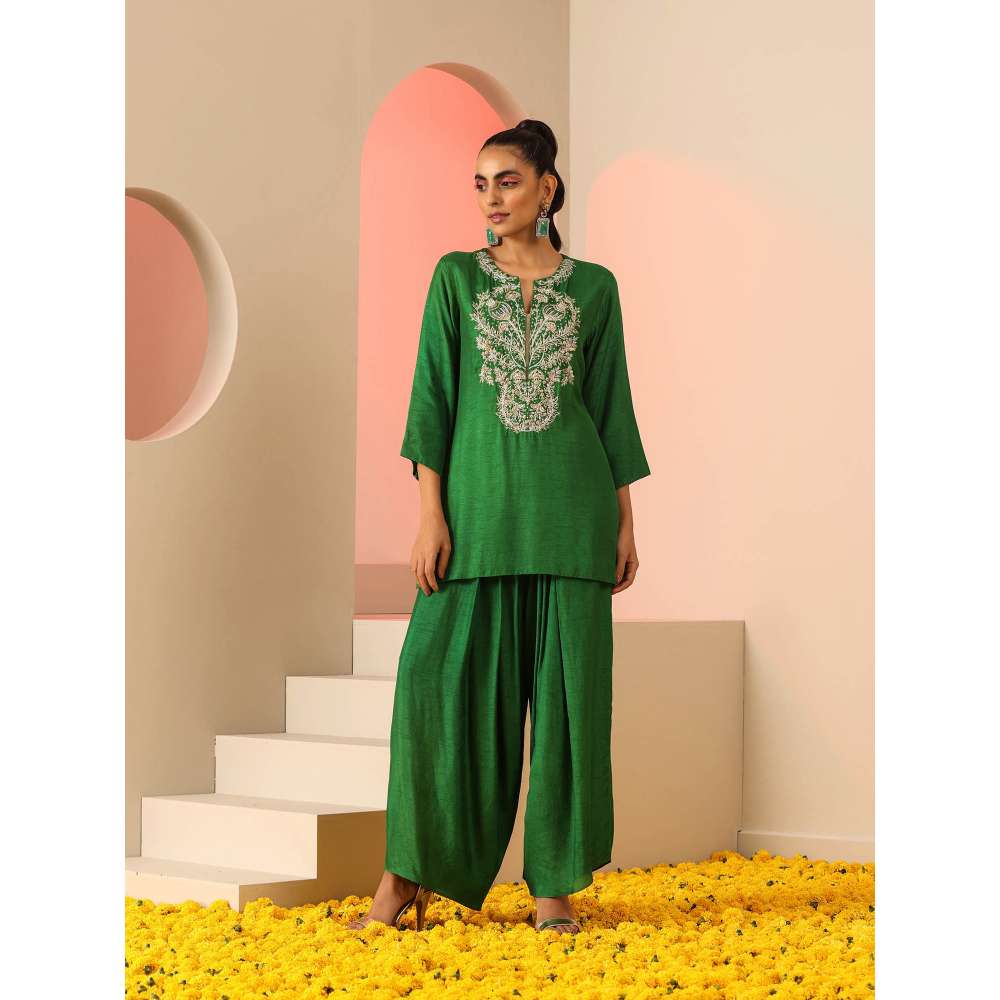 Kudi Pataka Designs Shruti Green Salwar With Kurti (Set of 2)