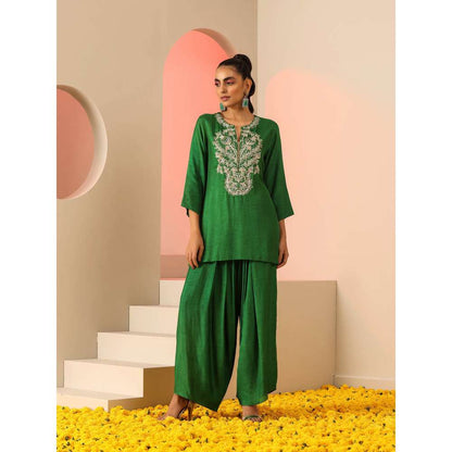 Kudi Pataka Designs Shruti Green Salwar With Kurti (Set of 2)