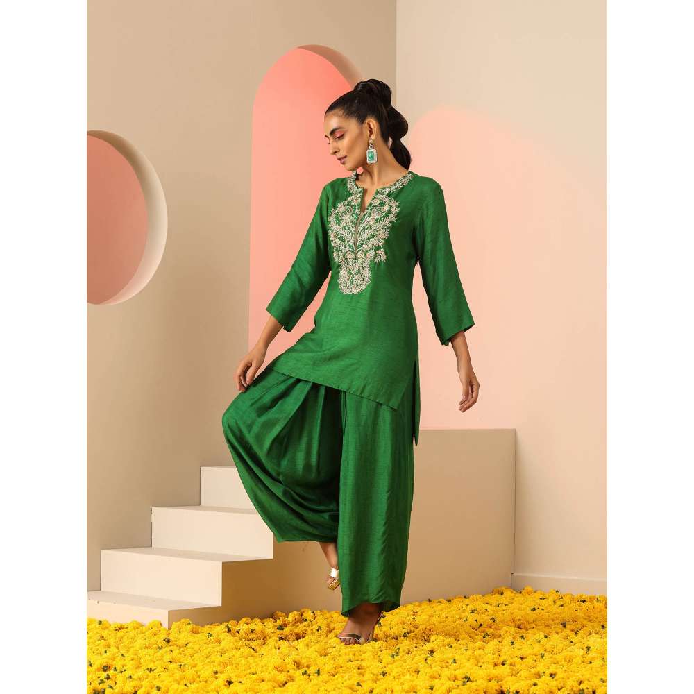 Kudi Pataka Designs Shruti Green Salwar With Kurti (Set of 2)