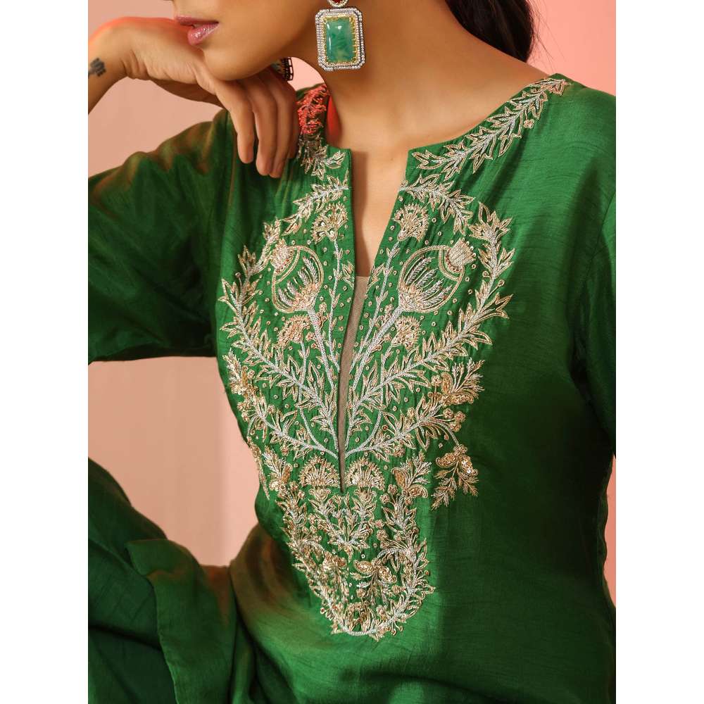 Kudi Pataka Designs Shruti Green Salwar With Kurti (Set of 2)