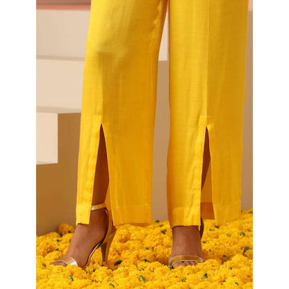 Kudi Pataka Designs Upasna Yellow Kaftan Kurta With Pant (Set of 2)