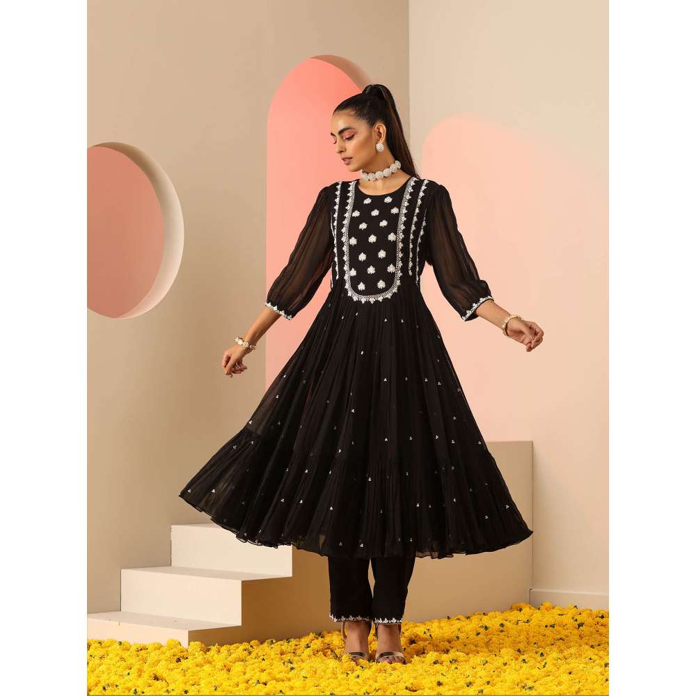 Kudi Pataka Designs Bhumi Black Anarkali Kurta With Pant & Dupatta (Set of 3)