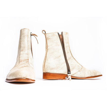 Kavith Sainaani White Distressed Boots