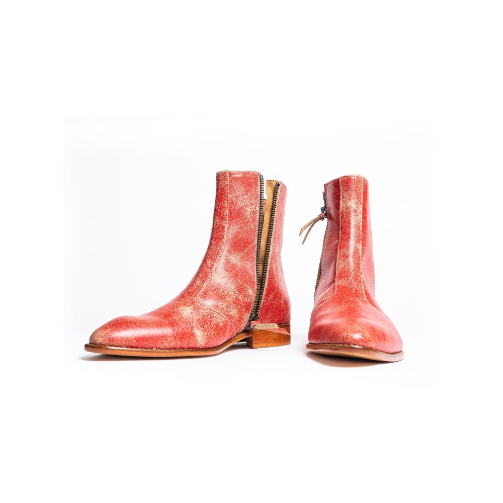 Kavith Sainaani Red Distressed Boots