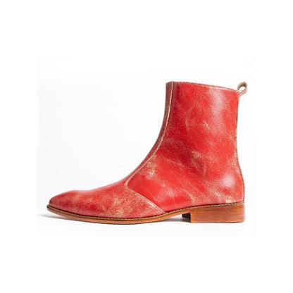 Kavith Sainaani Red Distressed Boots