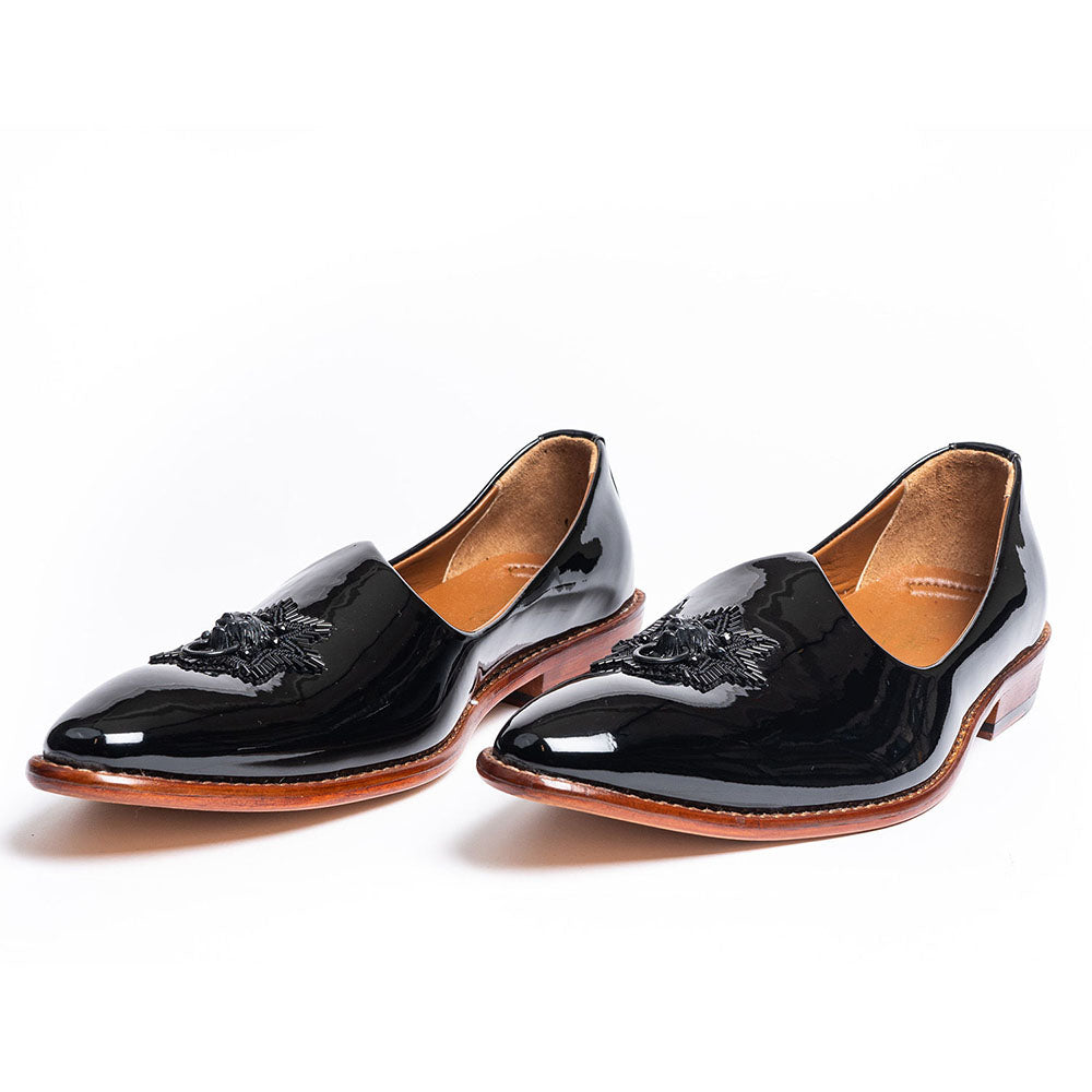 Kavith Sainaani Patent Leather Embroidered Jutti