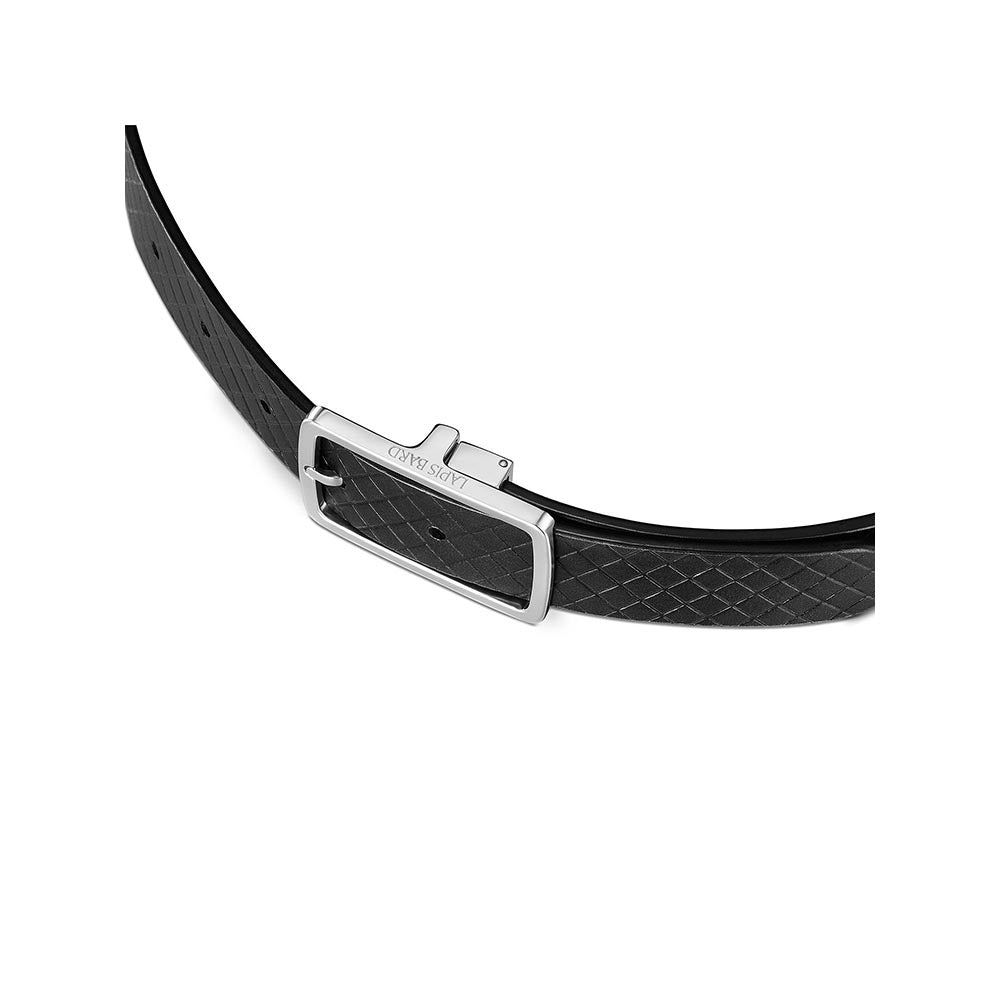Lapis Bard Wellington Chrome 30mm Embossed Black Strap Belt