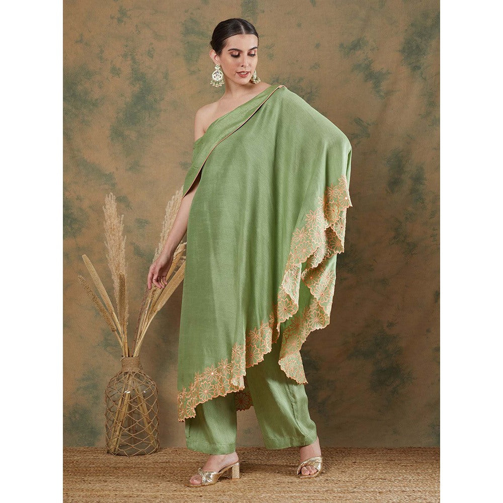 Label Nitika Sage Green Embroidered Palazzo (Set of 2)