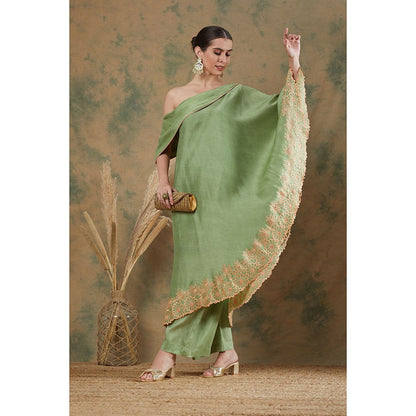 Label Nitika Sage Green Embroidered Palazzo (Set of 2)