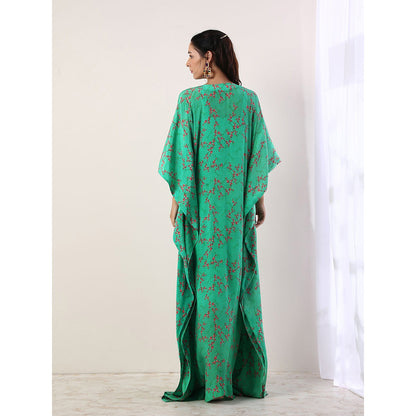 Label Nitika Green Printed Kaftan with Slip (Set of 2)