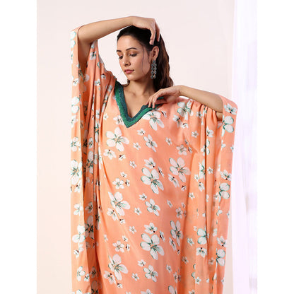 Label Nitika Coral Kaftan with Slip (Set of 2)