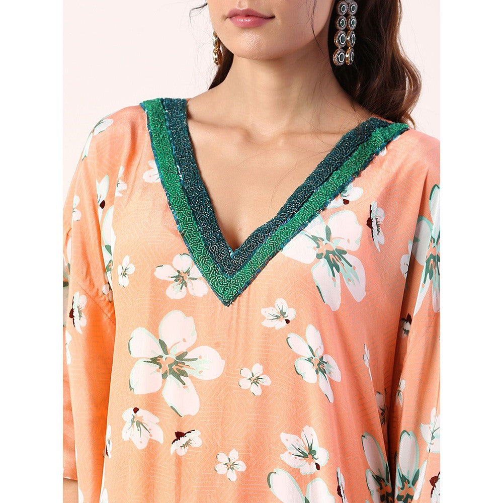 Label Nitika Coral Kaftan with Slip (Set of 2)