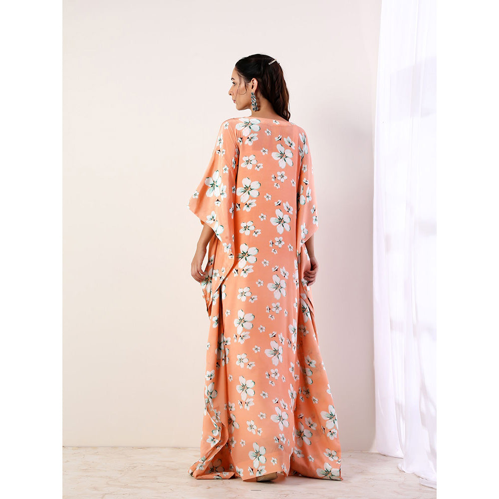 Label Nitika Coral Kaftan with Slip (Set of 2)