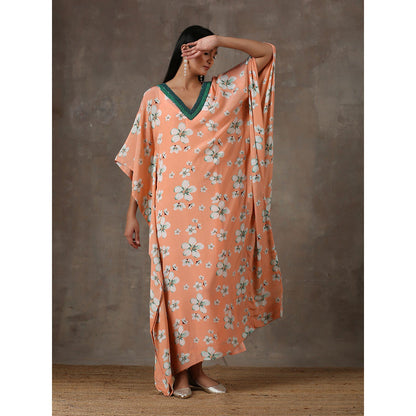 Label Nitika Coral Kaftan with Slip (Set of 2)