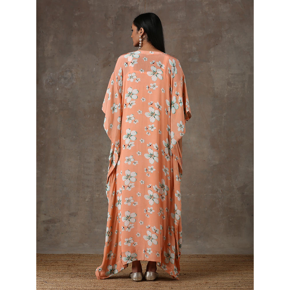Label Nitika Coral Kaftan with Slip (Set of 2)