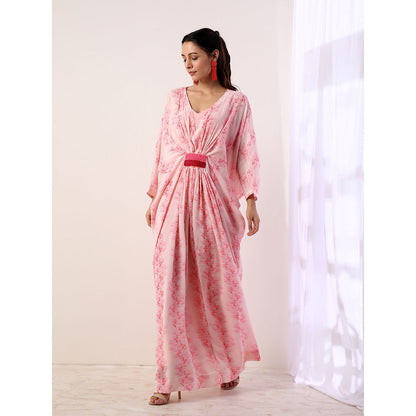 Label Nitika Baby Pink Kaftan Style Maxi Dress with Slip (Set of 2)