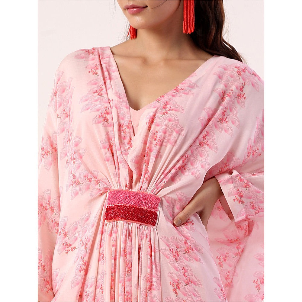 Label Nitika Baby Pink Kaftan Style Maxi Dress with Slip (Set of 2)
