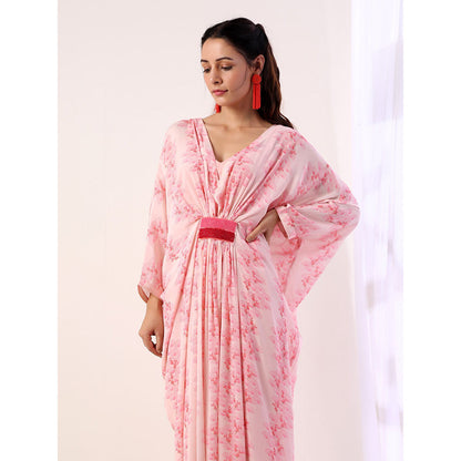 Label Nitika Baby Pink Kaftan Style Maxi Dress with Slip (Set of 2)