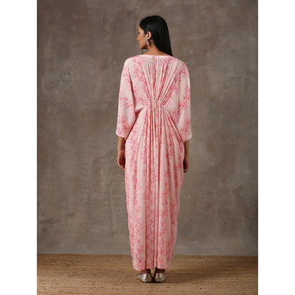 Label Nitika Baby Pink Kaftan Style Maxi Dress with Slip (Set of 2)