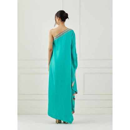 Label Nitika Teal One Shoulder Dress