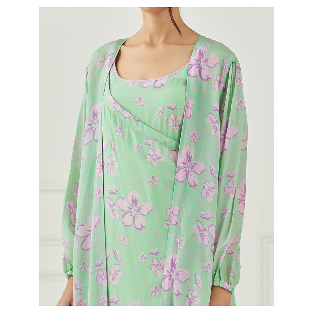 Label Nitika Mint Green Dress with Cape (Set of 2)