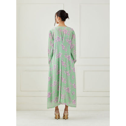 Label Nitika Mint Green Dress with Cape (Set of 2)