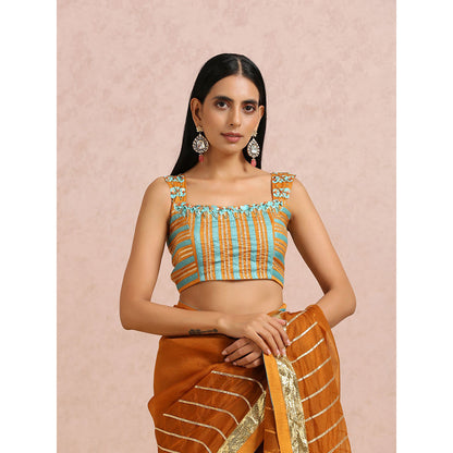 Label Nitika Rust Saree Or Sleeves Saree with Stitched Blouse