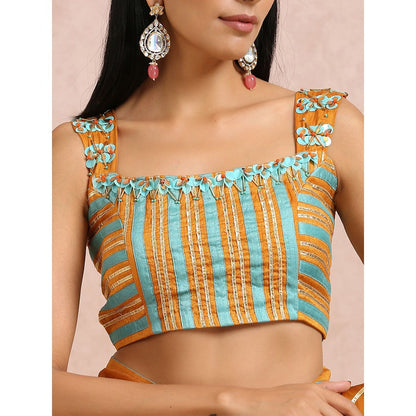 Label Nitika Rust Saree Or Sleeves Saree with Stitched Blouse