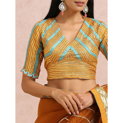 Label Nitika Rust Saree with Stitched Blouse