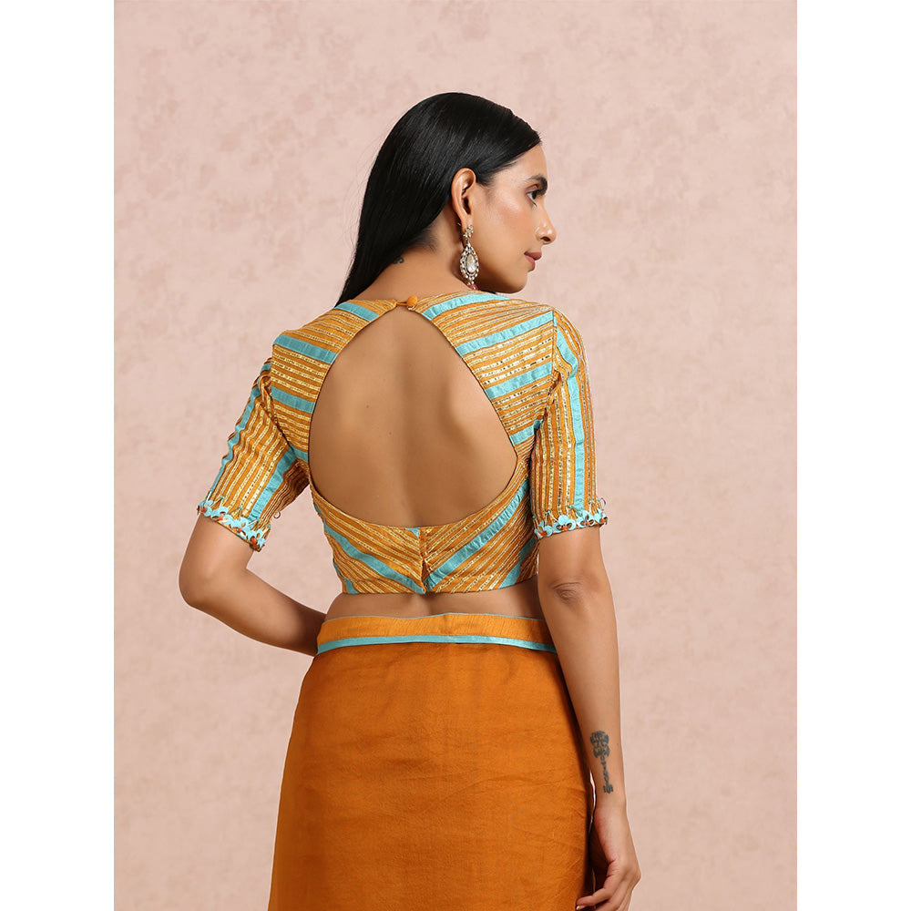 Label Nitika Rust Saree with Stitched Blouse