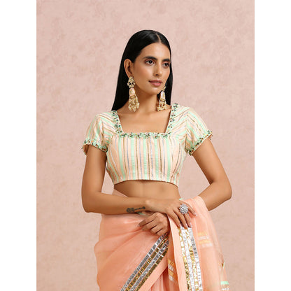 Label Nitika Peach Gota Work Saree with Stitched Blouse