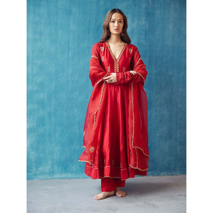 Label Earthen Nisha Kali Kurta with Pant & Dupatta (Set of 3)