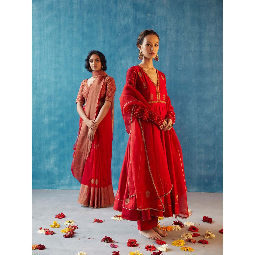 Label Earthen Nisha Kali Kurta with Pant & Dupatta (Set of 3)