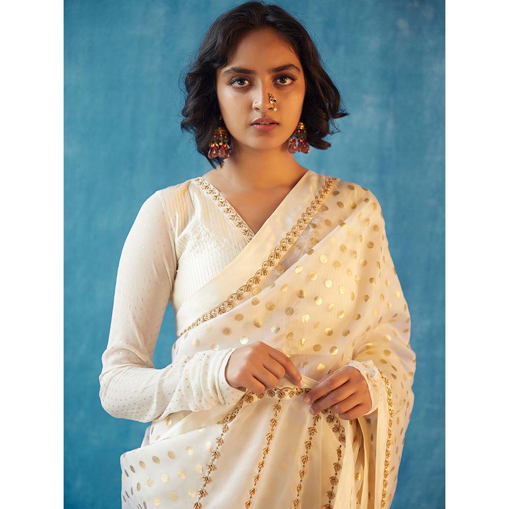 Label Earthen Indu Saree with Stitched Blouse