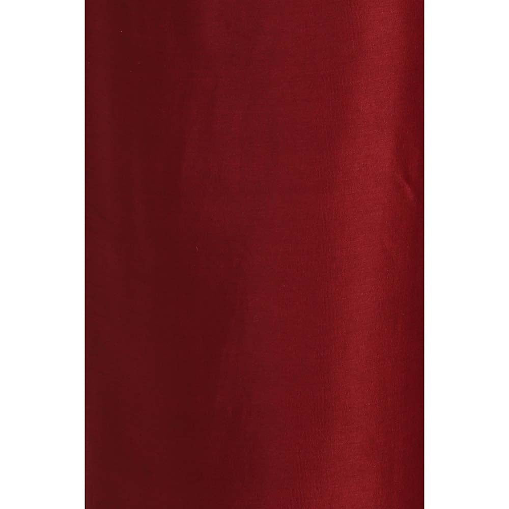 Label Earthen Women Maroon Embroidered Anarkali Kurta with Palazzo & Dupatta (Set of 3)