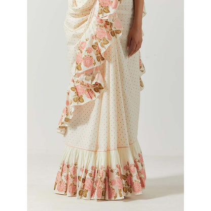 Label Earthen Women White Floral Lehenga with Choli & Dupatta (Set of 3)