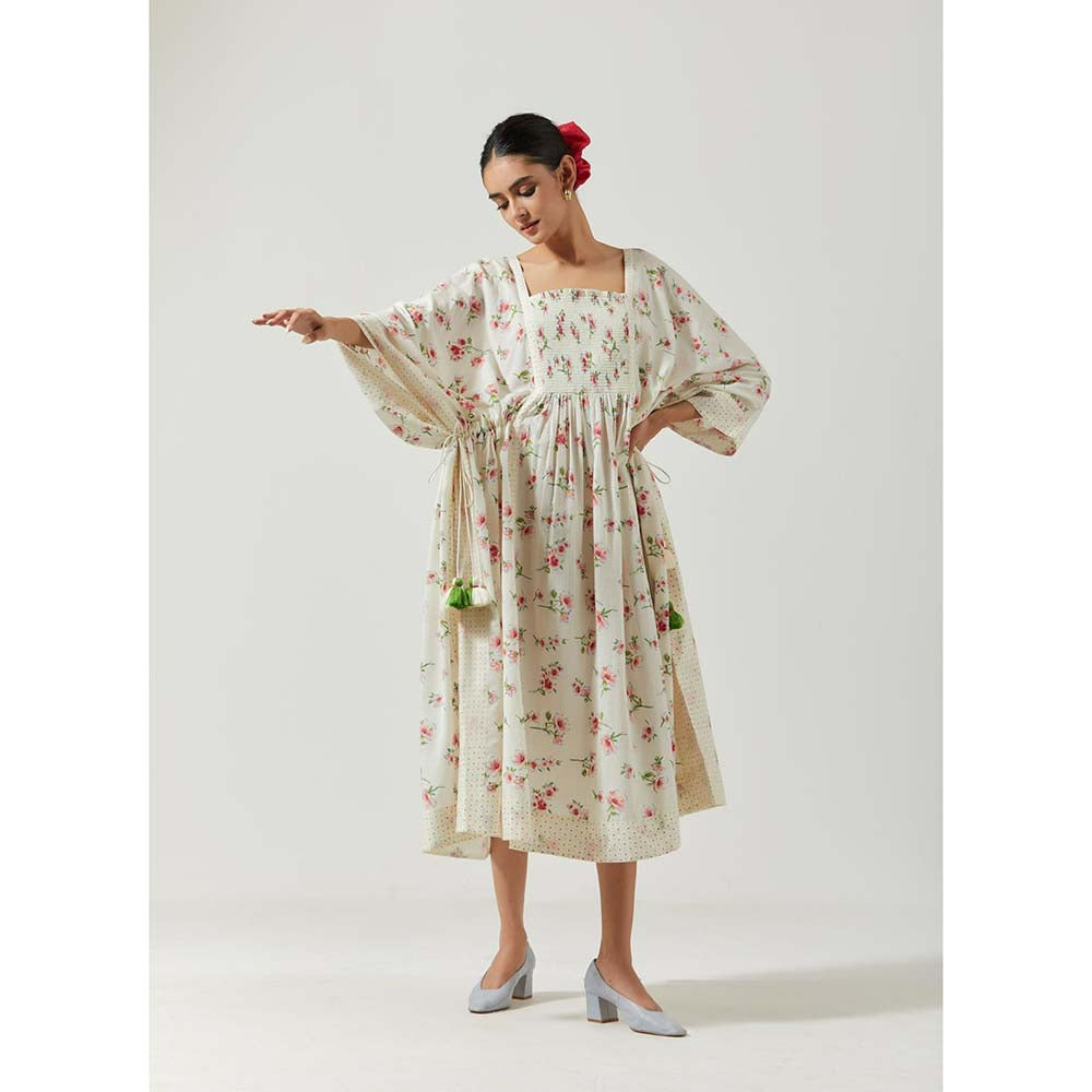 Label Earthen Women White Floral Kaftan Dress