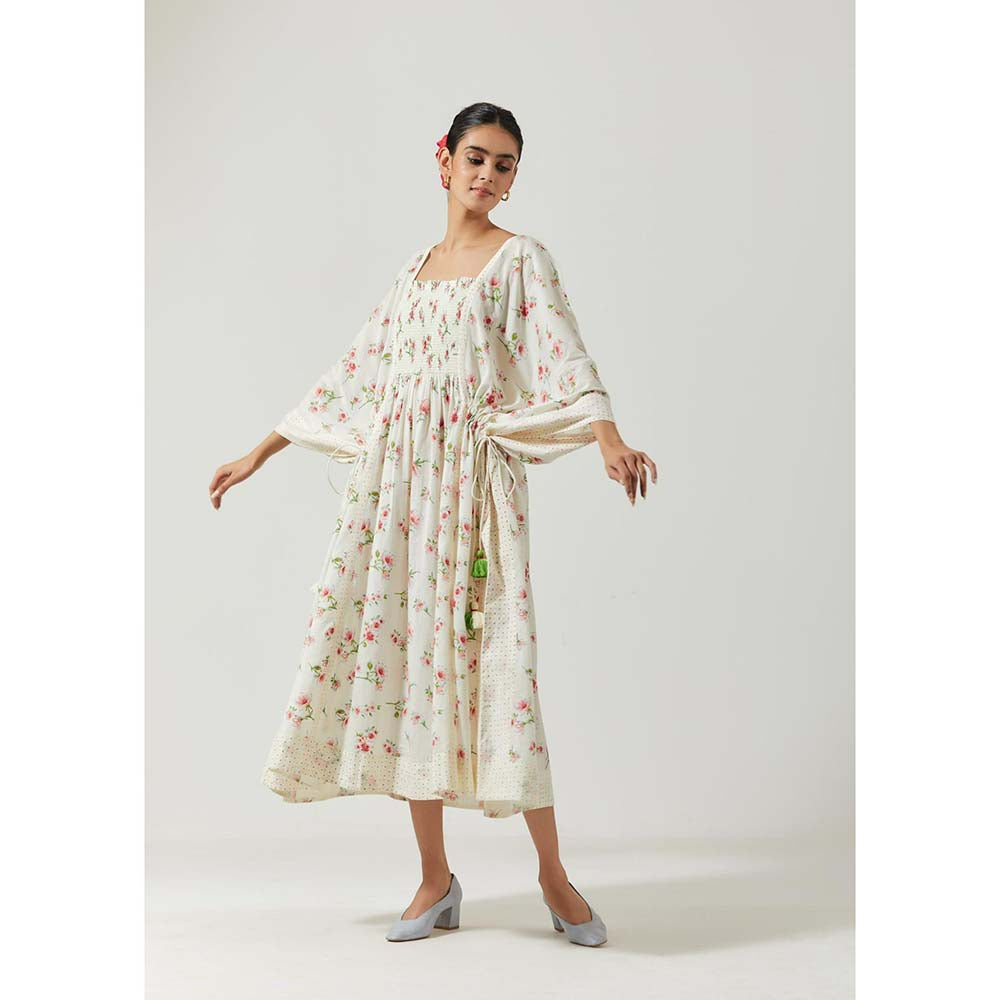Label Earthen Women White Floral Kaftan Dress