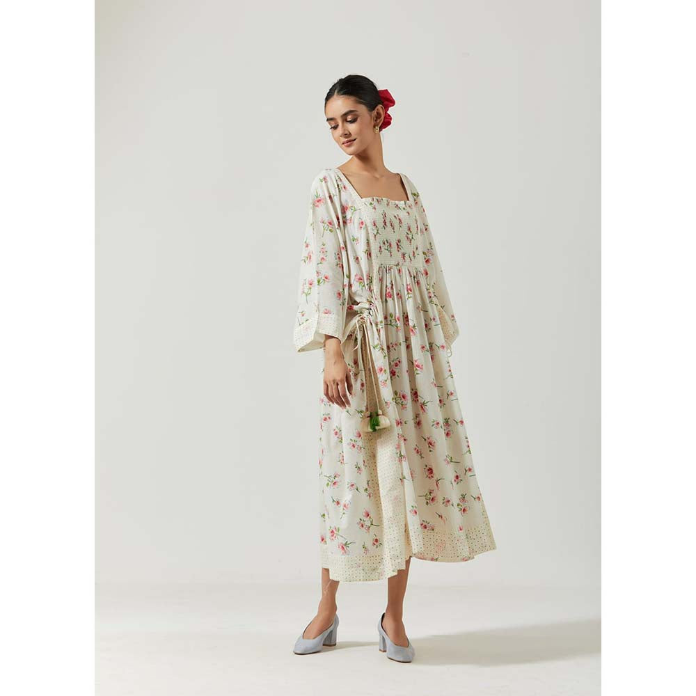 Label Earthen Women White Floral Kaftan Dress