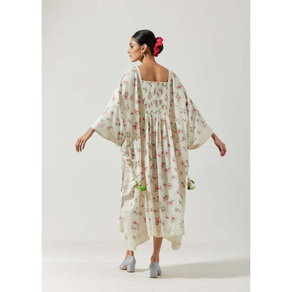 Label Earthen Women White Floral Kaftan Dress