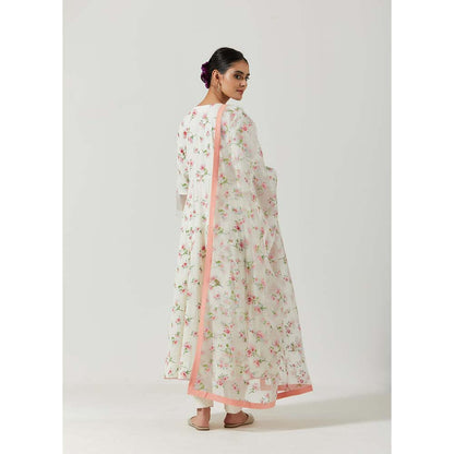 Label Earthen Women White Floral Kurta with Pant & Dupatta (Set of 3)