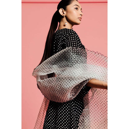 Label Earthen Women Black Polka Dots Kurta with Pant & Dupatta (Set of 3)